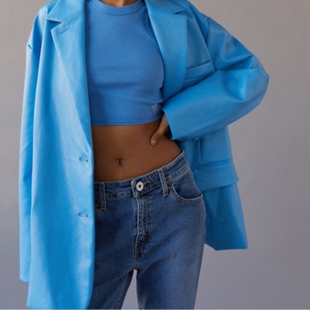 Urban Outfitters Blue Leather Blazer XS
